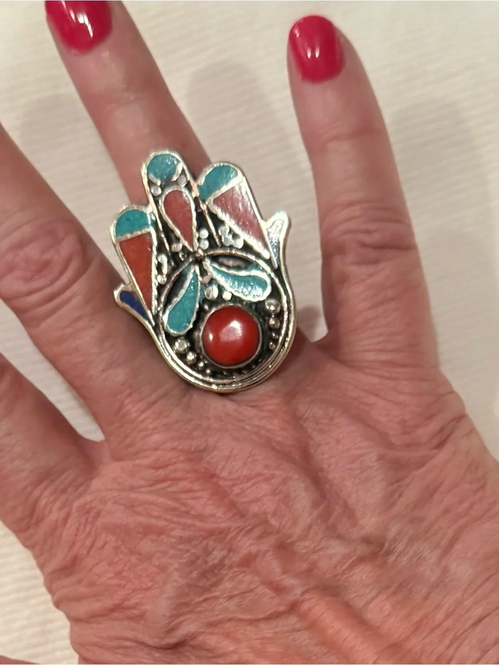 Hamsa Hand Statement Ring - Women Jewelry Hand crafted by the of Napal